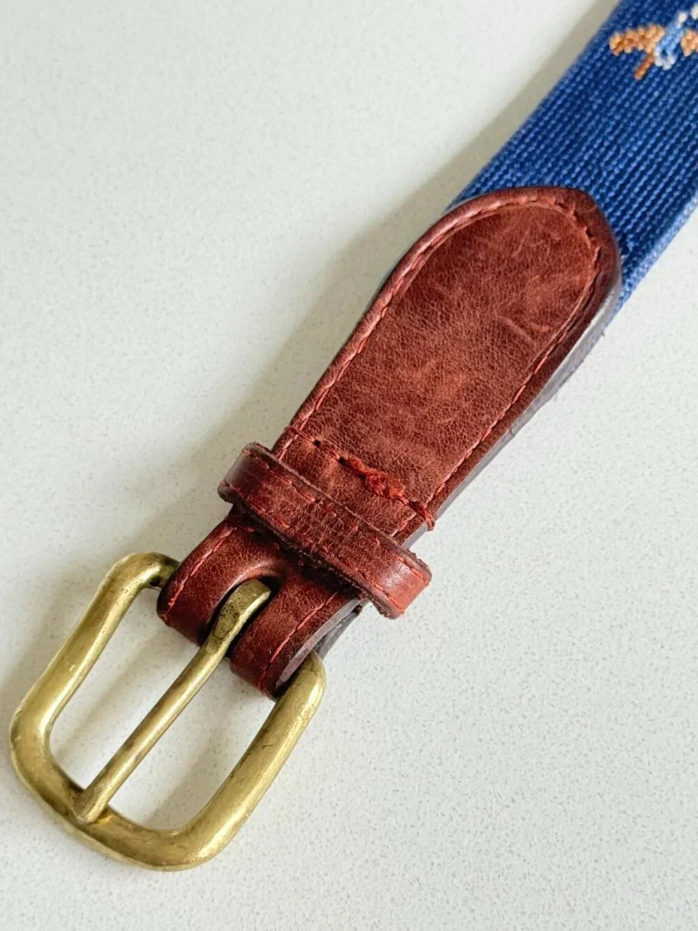 Smathers & Branson Southern Sportsman Belt Needlepoint Brown Leather 36